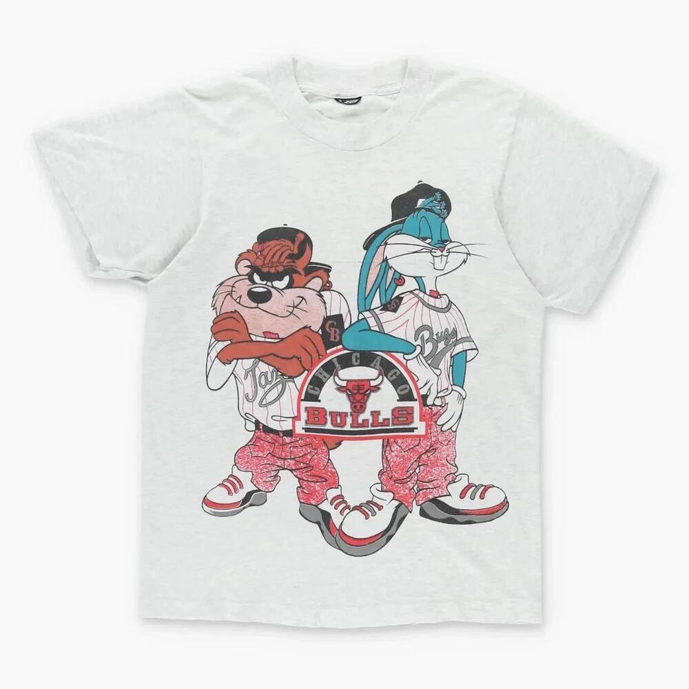 Chicago Bulls X Looney Tunes 90S Bugs Bunny Taz Devil T-Shirt M - Picture 1 of 4